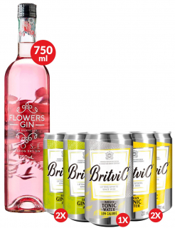 Combo Gin Flowers London Dry Rosé + 5 Britvic