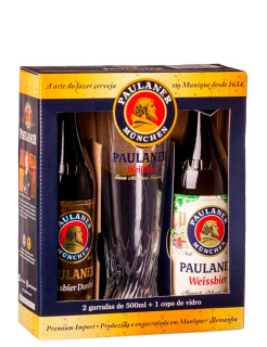 Kit Cerveja Paulaner Munchen Weissbier e Dunkel 500ml com 1 Copo Exclusivo