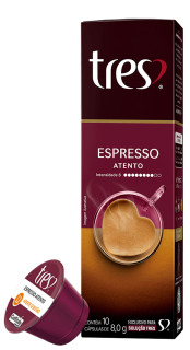 Café em Cápsula Tres Espresso Atento 80g com 10 Cápsulas