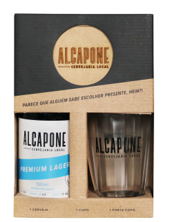 Kit Cerveja Alcapone Premium Lager 500ml com 1 Copo e 1 Porta Copos Exclusivos