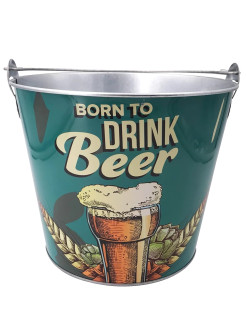 Balde para Cerveja em Metal 5L com Abridor de Garrafas BORN TO DRINK Verde