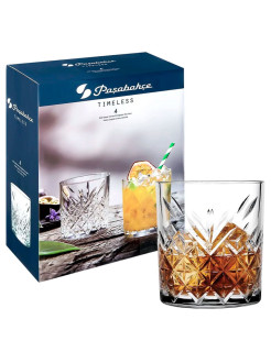Jogo de 4 Copos para Whisky Timeless Pasabahe em Vidro 345ml